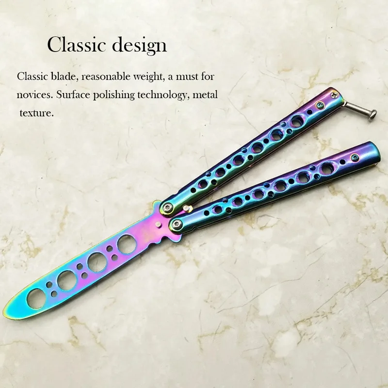 

Beginner Butterfly Knife Six-Hole Butterfly Practice Knife Training Knife All-Steel Butterfly Play Knife Unedged ButterflyKnife
