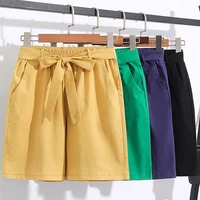 plus size l 7xl elastic waist cotton linen shorts women high waist shorts with belt summer 2021 harajuku korean short feminino