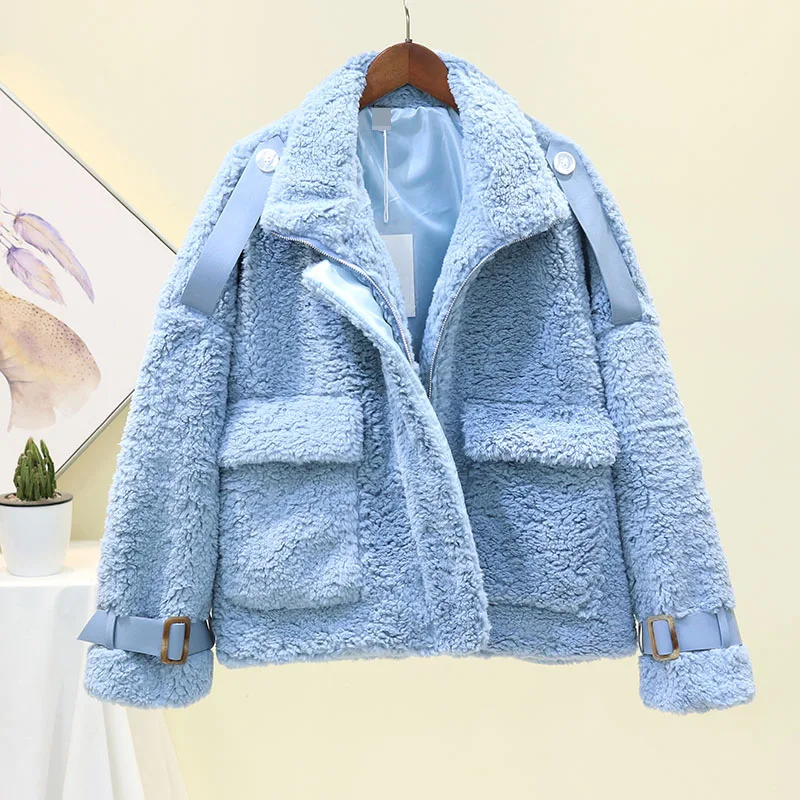 Модная зимняя женская розовая куртка из искусственной кожи Высококачественная