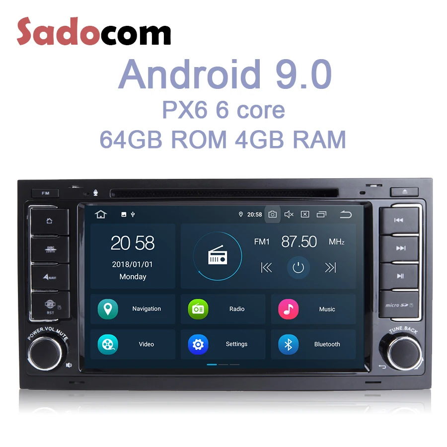 PX6 2 din Android 9 0 автомобильный dvd-плеер 6 ядер 4G + 64G rom RDS Авторадио bluetooth для VW Touareg T5