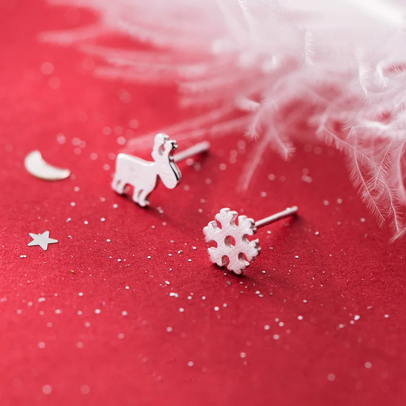 Женские рождественские серьги Fengxiaoling 100% подлинное серебро 925 пробы красивые