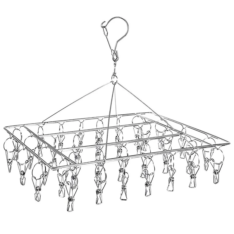 

Practical Sock Drying Racks Laundry Drip Hanger Rectangle with 30Pcs Pegs Indoor Outdoor Clothesline Hanging Dryer Clothespins D