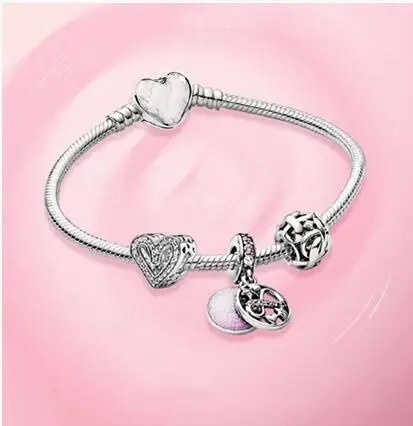 

Rose Gold S925 Sterling silver pan Bracelet Lady DIY Crown Love Bead Charm Chain Jewelry Mother's Day Gift