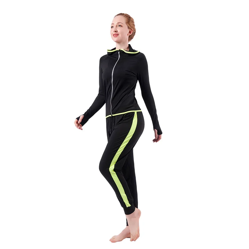 

Jacket hooded sports suit ladies high waist leggings running trousers training sweating yoga wear