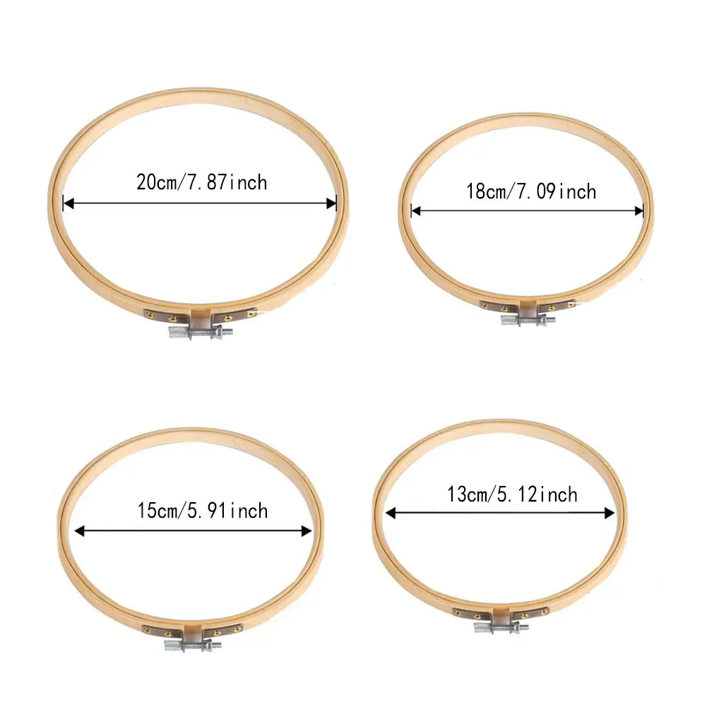 

4PCS DIY Embroidery Hoop Tool Art Craft Cross Stitch Chinese Traditional Circle Round Bamboo Frame Wooden Sewing Tools Home Deco