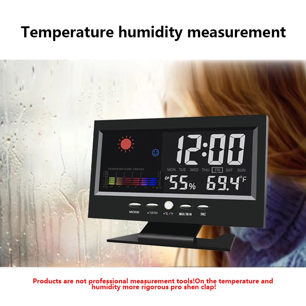 ЖК электронный цифровой будильник с большим цветным экраном настольные часы