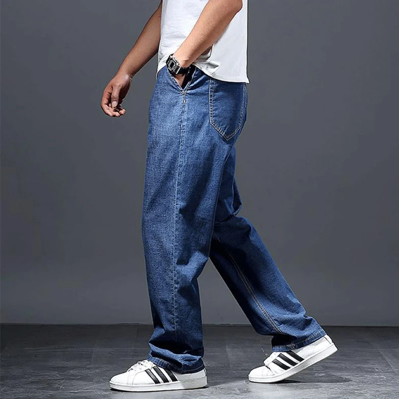 Thin Jeans Men's Loose Straight Tube Plus Fat Oversized Fat Summer Ultra-Thin Wide Leg Pants Summer