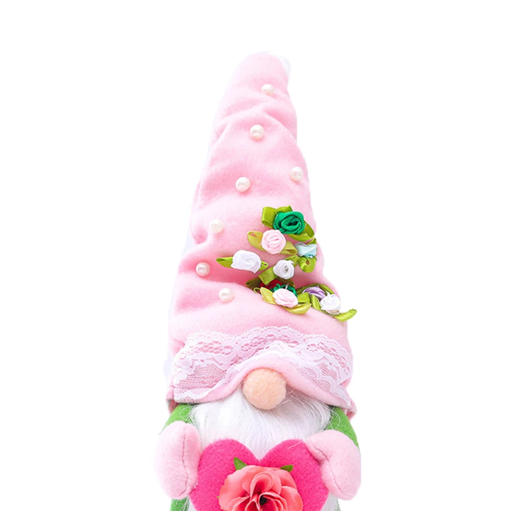 

Happy Mothers Day Plush Dwarf Standing Post Top Hat Pearl Flower Faceless Doll Gnome Little Figurine Forest Elderly Decor Gifts