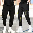 Мужские брюки-шаровары в стиле хип-хоп, с эластичным поясом и множеством карманов