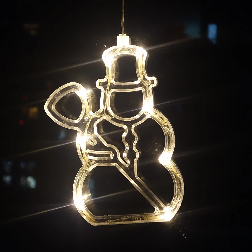 Snowman Рождественский оконный декоративный светильник, подвесной светодиодный светильник с присоской, Рождественское украшение для дома, праздничные вечерние гирлянды, светильник s D30 - Испускаемый цвет: Snowman