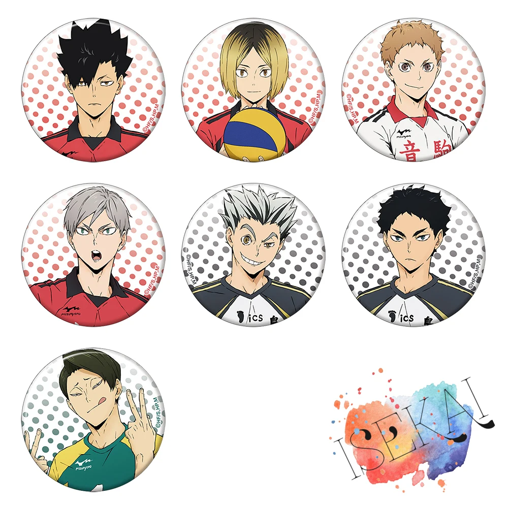 50mm Haikyu!! Anime badge Kuroo Tetsurou Bokuto Koutarou Akaashi Keiji Haikyuu Metal Badge Brooch Pin | Украшения и аксессуары