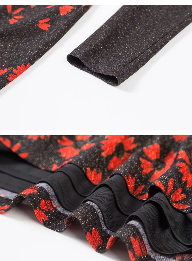 

2021 Spring New Casual Long Sleeve stretchy Floral Knitted Dress for Women