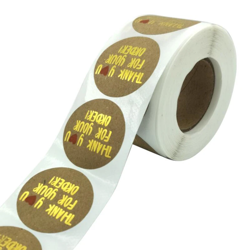 

kraft paper gold foil stickers Thank You for Order Supporting Business Stikers food/snacks/candy/chocolate/honey jar/milk bottle