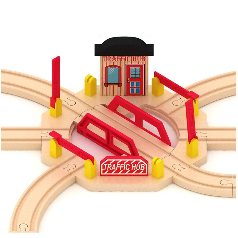 

Free shipping Wooden train track accessories The disc track Compatible wooden train tracks suitable for wood and Electric train