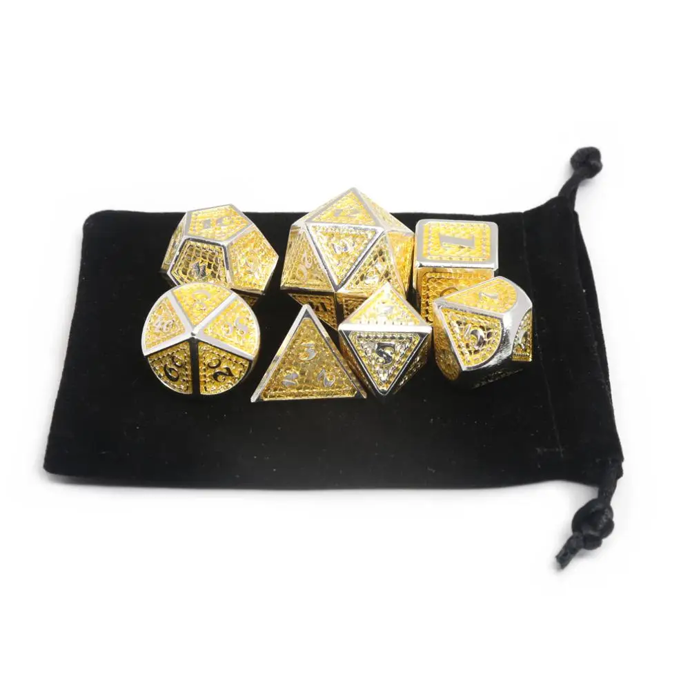 

CHENGSHUO rpg dice set.Metal dice.New golden dragon skin dice, new designs, more realistic dragon scales and easy-to-read Number