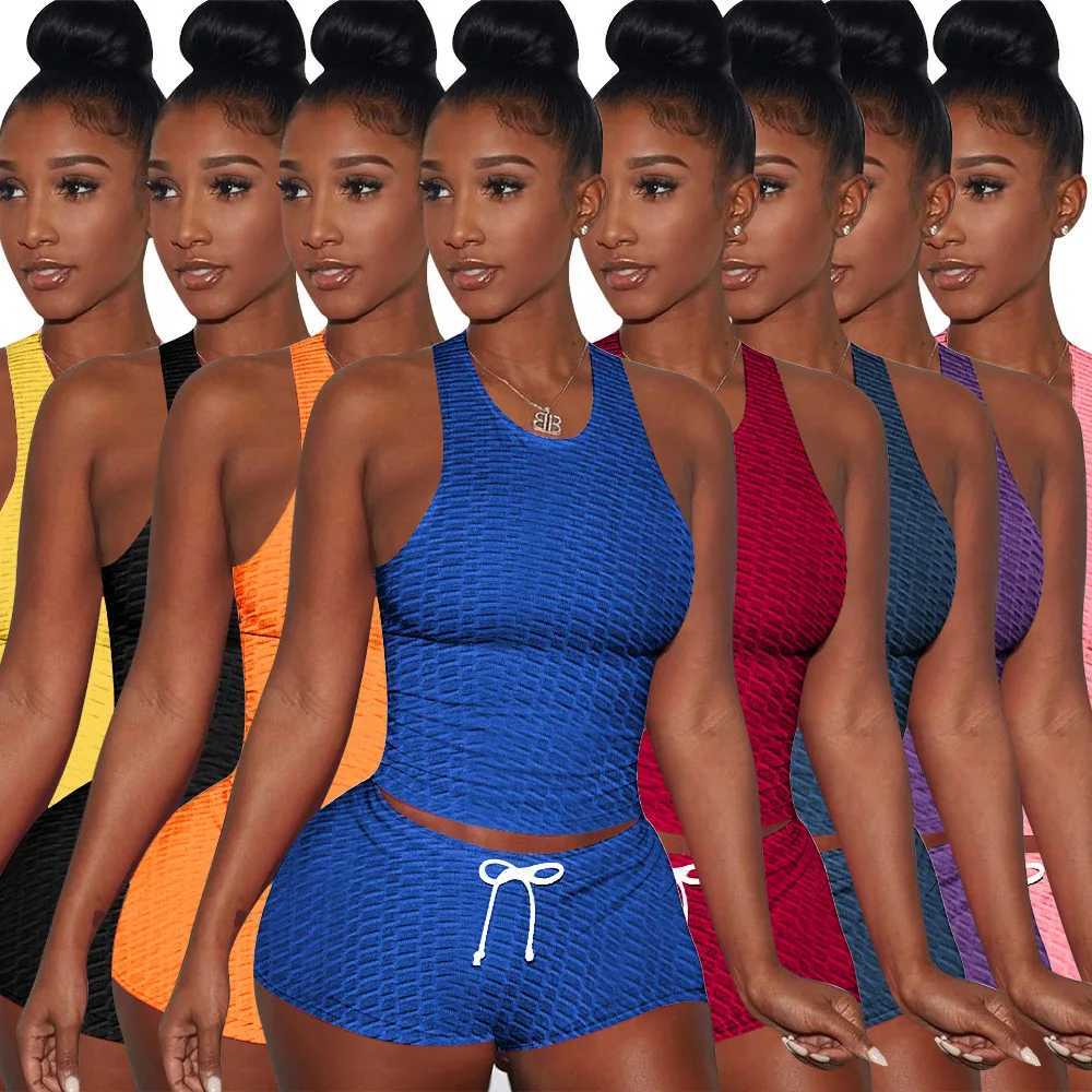 

Adogirl Active Solid Sweatsuit Women's Set Tank Tops and Short Matching Set Suit Sport Tracksuit Two Piece Set Fitness Outfit