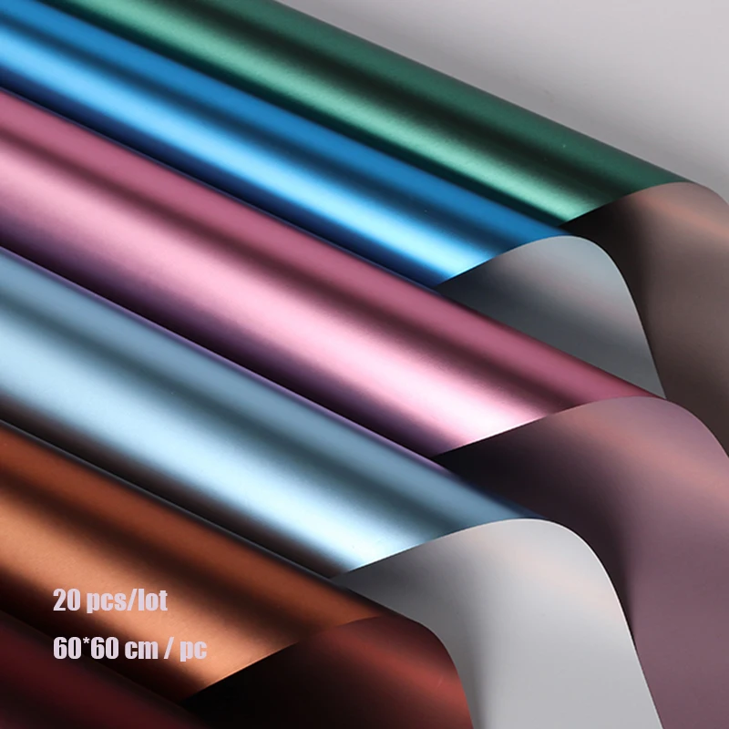 

Bright Flower Wrapping Paper Florist Supplies Double Color Plastic Gift Bouquet Packaging Paper Material