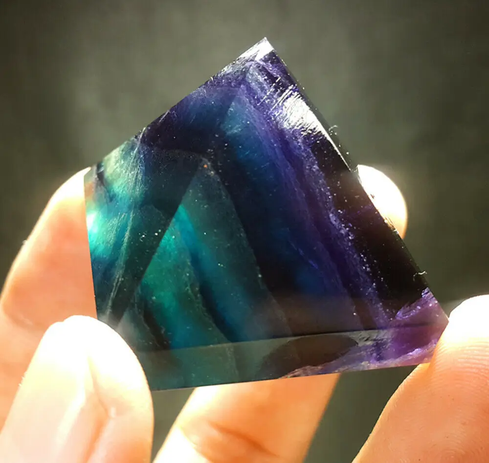 

Beautiful natural fluorite crystal pyramid healing home decor