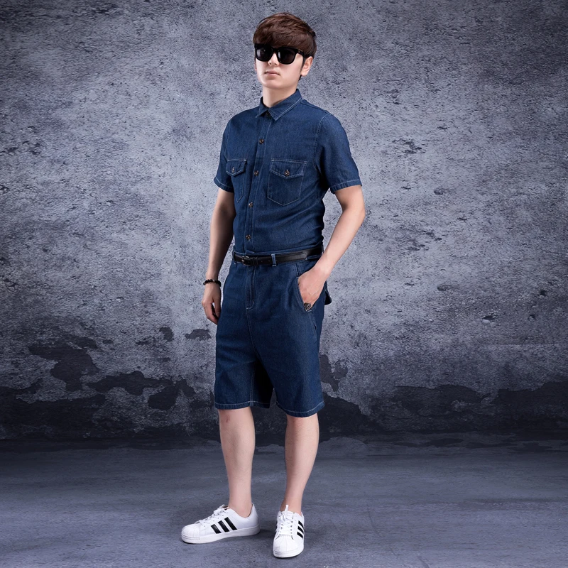 Джинсовый мужской комбинезон Siamese джинсовый костюм сиамский Мужская одежда