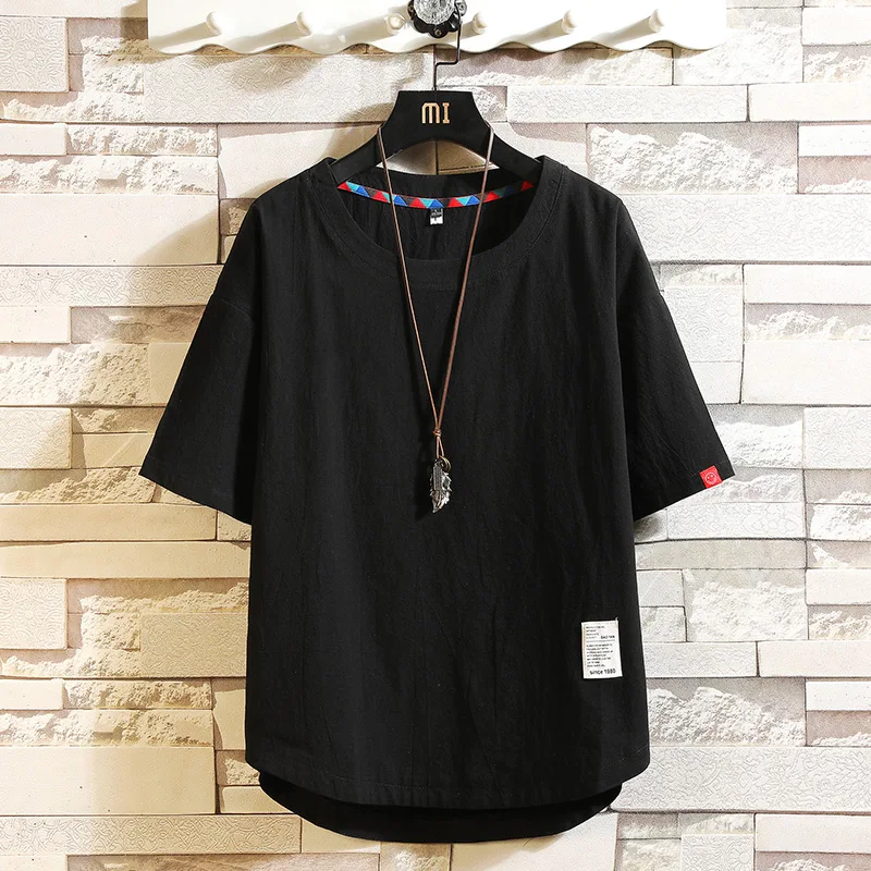 

Men's T Shirts Plus Size 5XL large Oversized T Shirt Linen Short Sleeve Tee Shirt Male Summer Men T-shirt Big Size