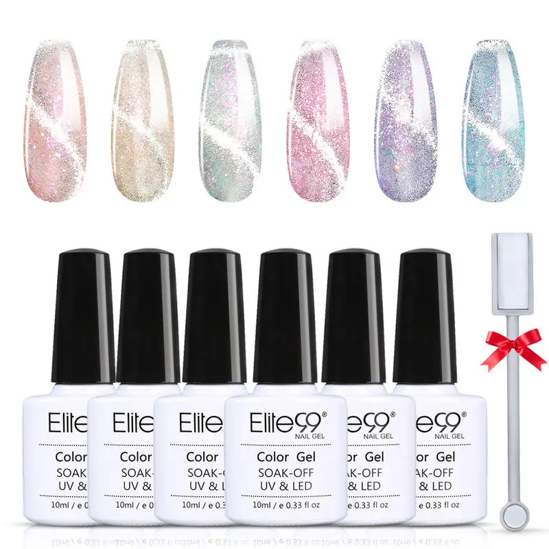 Набор гель лаков Elite99 6 шт./лот кошачий глаз Платиновый Магнитный Гель лак для