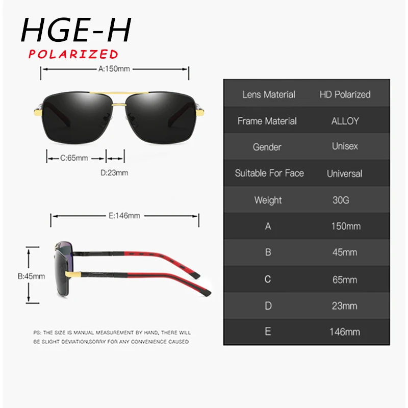 

HGE-H 2019 Brand Men Aluminum Sunglasses Polarized UV400 Mirror Male Sun Glasses Women For Men 100% UV Travel Goggles KD72