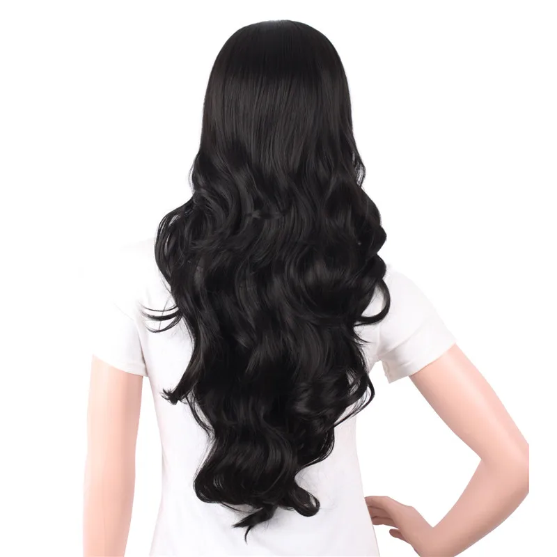 MapofBeauty длинные волнистые женские парики с челкой черный светильник