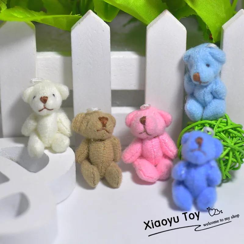 50pc/lot Kawaii Mini Keychain 4cm Joint Bowtie Teddy Bear Plush Kids Toys Stuffed Dolls Key chains Wedding Gift For Children | Игрушки и