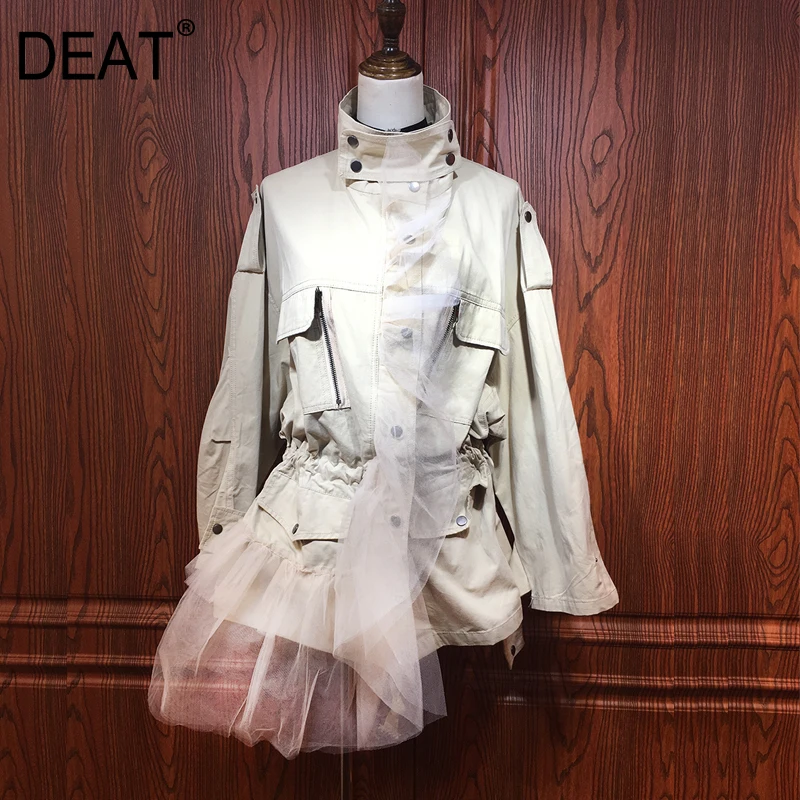 DEAT водолазка с длинными рукавами сетчатая Лоскутная Асимметричная однобортная