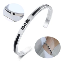 engraved mom dad bracelets stainless steel enamel cuff bangles simple jewelry for father mother gift