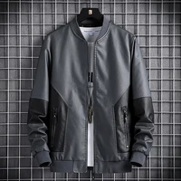 mens brand leather jacket slim motorcycle jacket leather jacket fashion trend motorcycle zip jacket casual street windbreaker