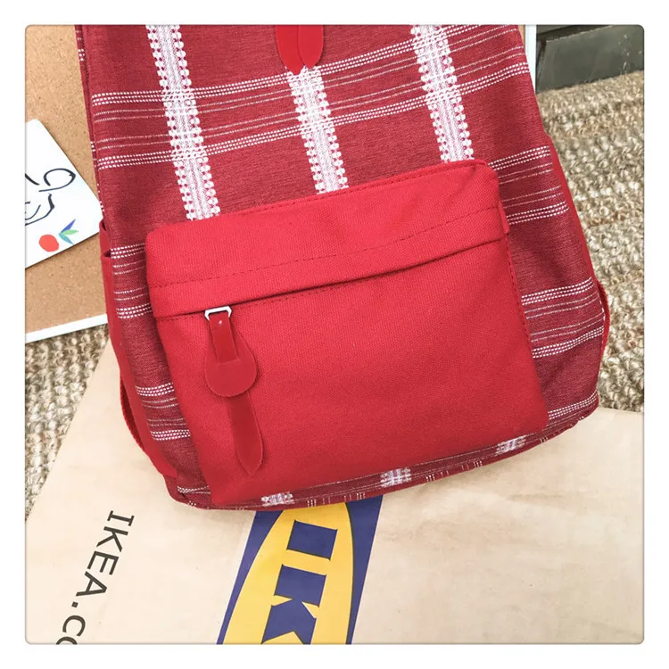 Женский холщовый рюкзак в стиле Харадзюку белый или черный дорожный с лентой и