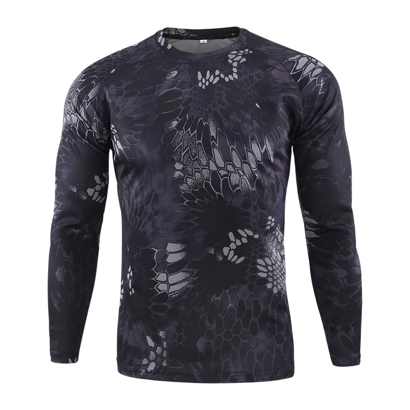 Outdoor sports Camouflage T-shirt Quick Dry O Neck Long Sleeve Tactical for Hunting Hiking Camping | Спорт и развлечения