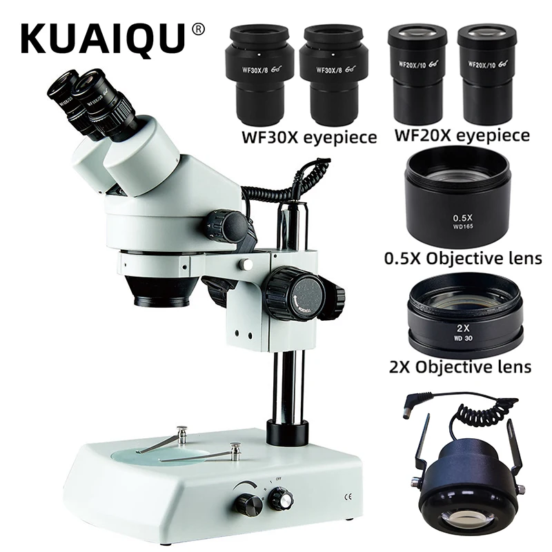 

7X-45X 3.5X-90X 3.5X-270X Simul-Focal Binocular Microscope Zoom Stereo Microscope Set 0.5x 2.0x Auxiliary Objective Lens Repair