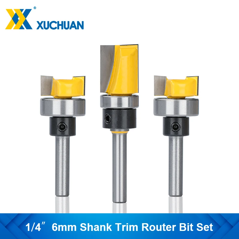 

Trim Router Bit Set 1/4" 6mm Shank Pattern/Template Woodworking Cutter Tenon Cutter for Woodworking Tools