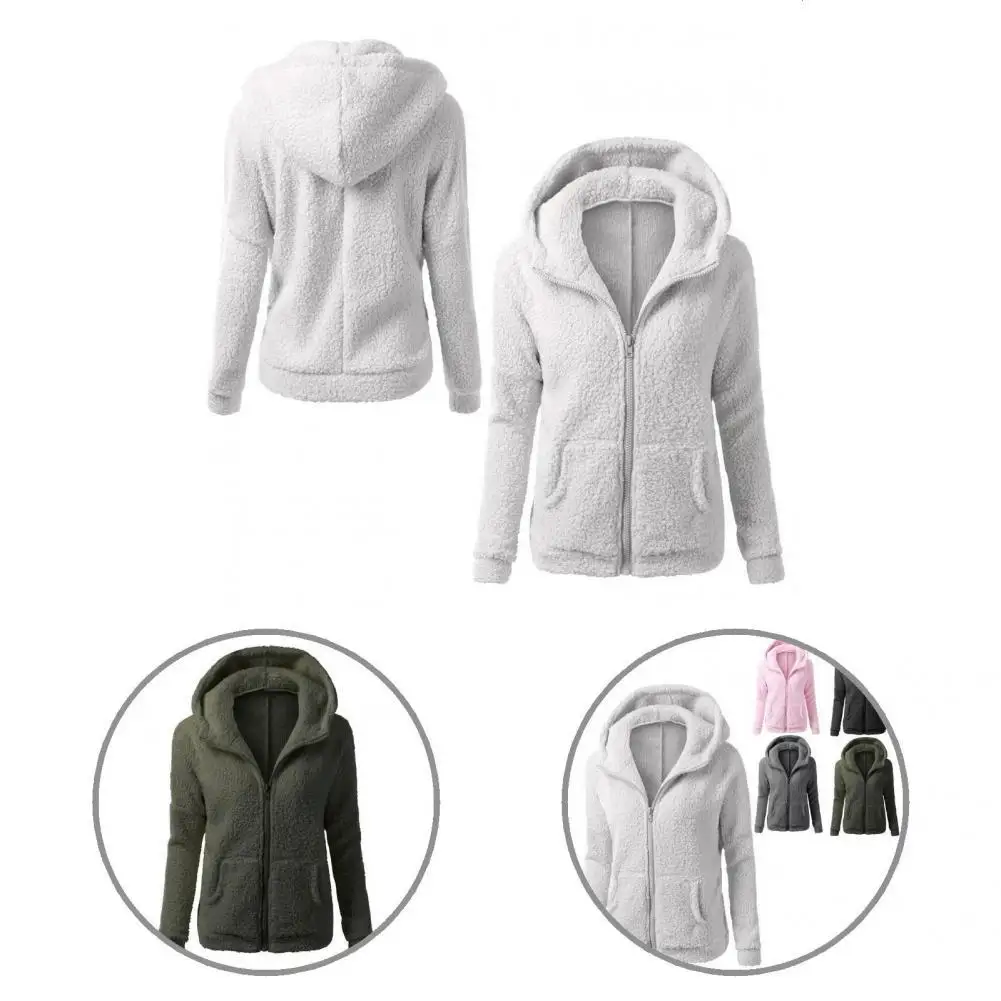 

Pockets Excellent Loose Women Cardigan Long Sleeve Autumn Jacket Hooded for Hiking