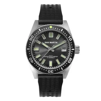 M1 Mineral glass 62MAS Мужские автоматические часы из нержавеющей стали для дайвинга 200 м водостойкий керамический Безель Сан Мартин модные наручные часы NH35 - Цвет: M1 Mineral glass