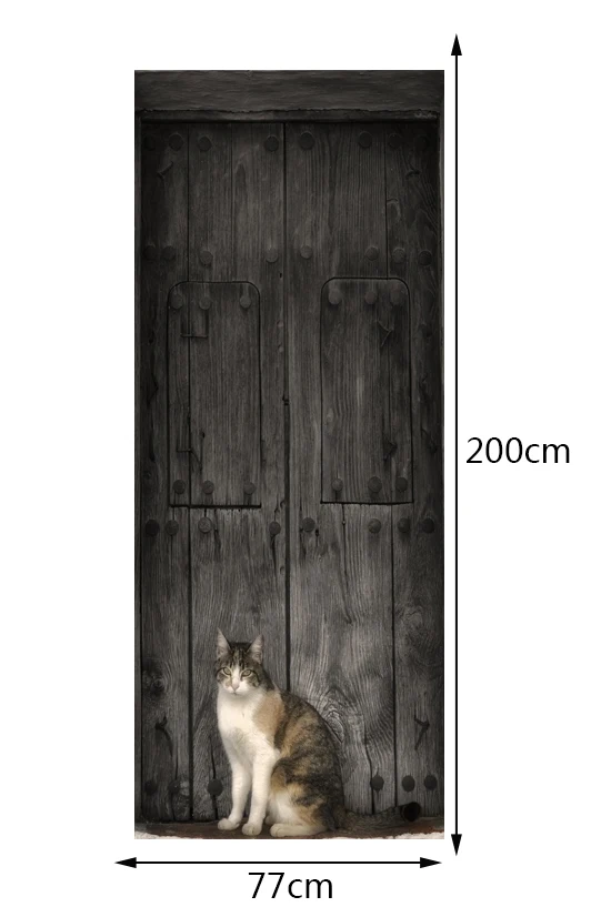 3D кошка перед дверью Настенные обои фотообои Настенная печать наклейка