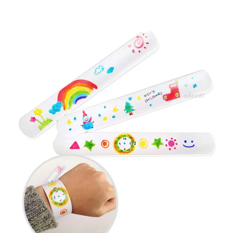 Pulseras Slap DIY para ni&ntilde;os, recuerdos de fiesta, regalos de Pascuas, manualidades de arte, 12 Uds.-5