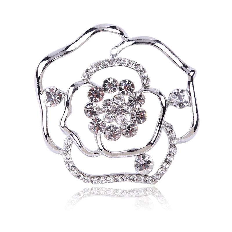 Стразы кристалл Золотой/Серебряный цвет цветок броши для женщин и мужчин