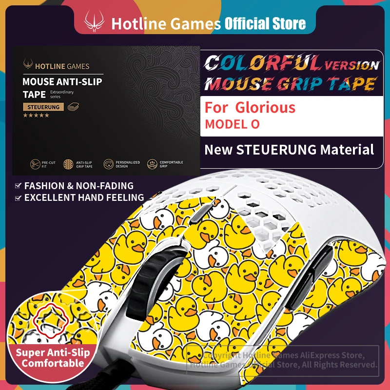 Hotline Games Colorful Mouse Grip Tape for Glorious Model O / Model O Wireless Gaming Mouse Anti-slip Tape Easy to Apply