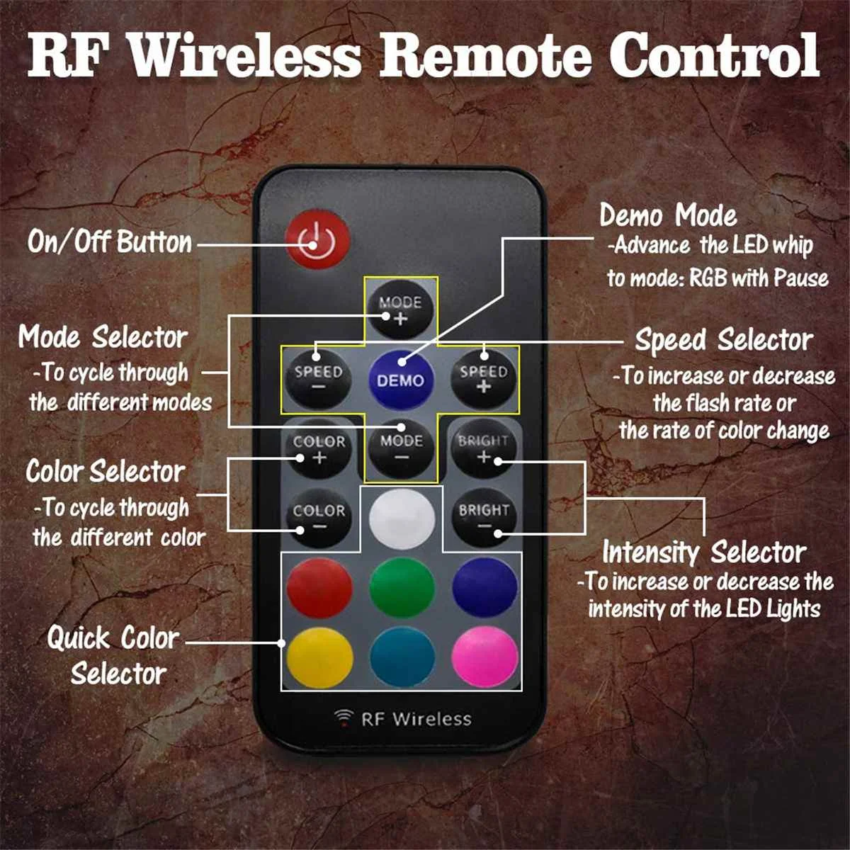 

3FT LED Multi-color Whip Light RGB Remote Control Waterproof Bendable Super Bright Flagpole Lamp Light Antenna for SUV ATV UTV