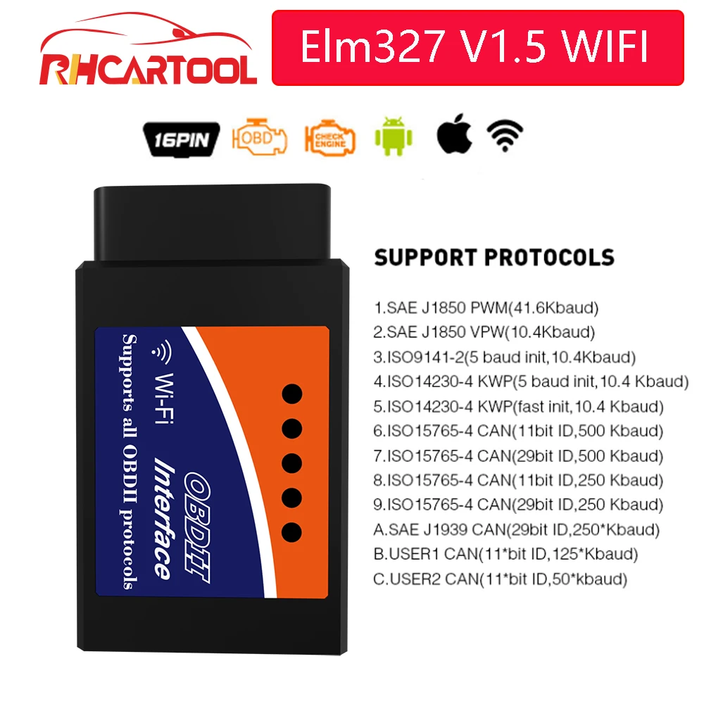 Автомобильные аксессуары Wifi ELM327 V1.5 OBD2 сканер Bluetooth ELM 327 V1.5 автомобильный диагностический инструмент OBD2 elm327 считыватель кодов для Android/IOS