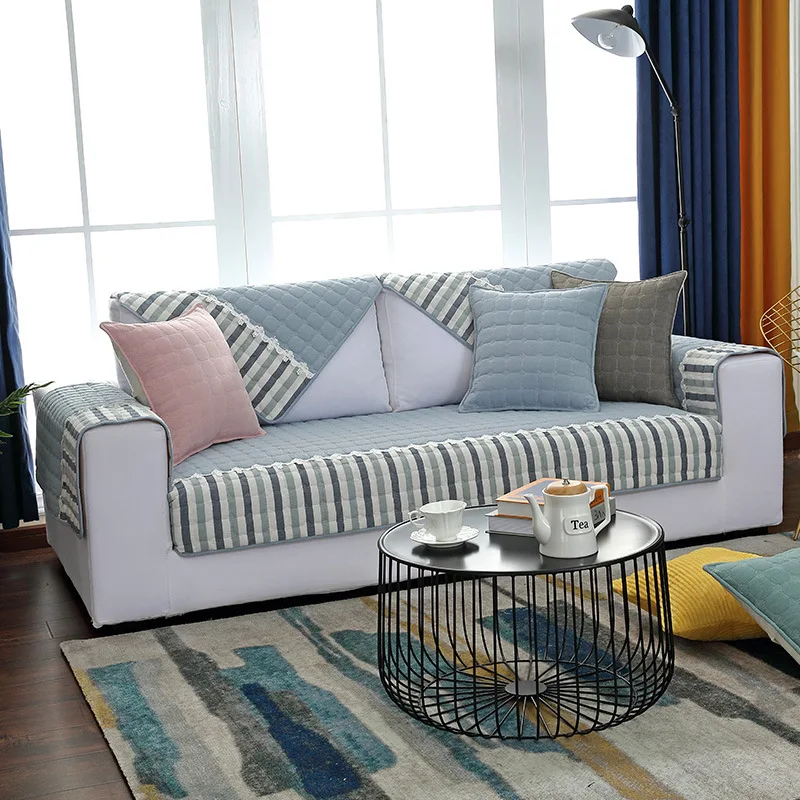 Чехлы для диванов гостиной цветной блок в полоску хлопок наволочка дивана