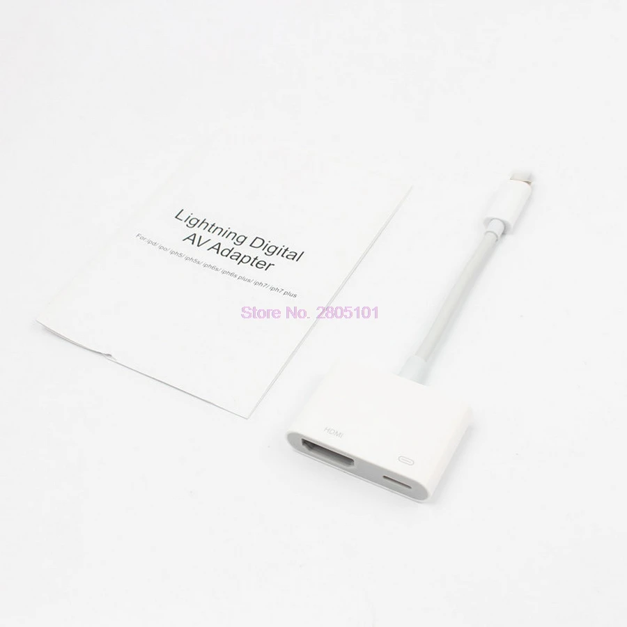Dhl или fedex 100 шт. Lighting AV HDMI/HDTV TV Цифровой Кабель адаптер для iPad в HDMI iphone 5 5S 6 6s 7