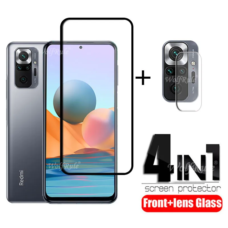 4 в 1 для Xiaomi Redmi Note 10 Pro стекло Полное покрытие Защита экрана 9 T объектива|Защитные