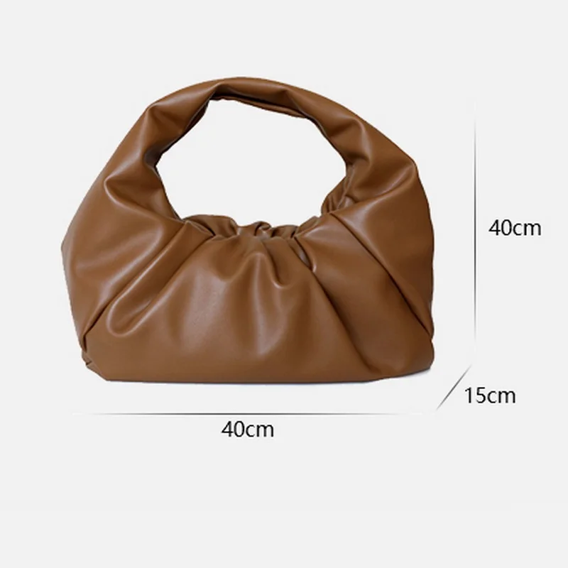 

spring 2020 new Horns Shape Lady Hand Bags Large Capacity Clip Pleated Dumpling Bag Cowhide Leather Women Handbags Clutches