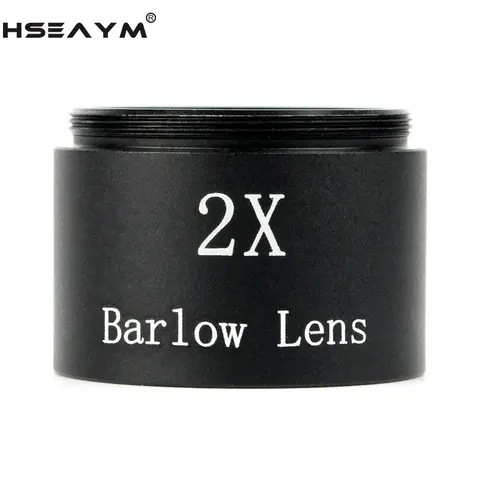 Линза Барлоу 2x, линза из чистого оптического стекла, широкополосное покрытие для телескопа, окуляра-1,25 дюйма, порт M28.6x0.6, резьба