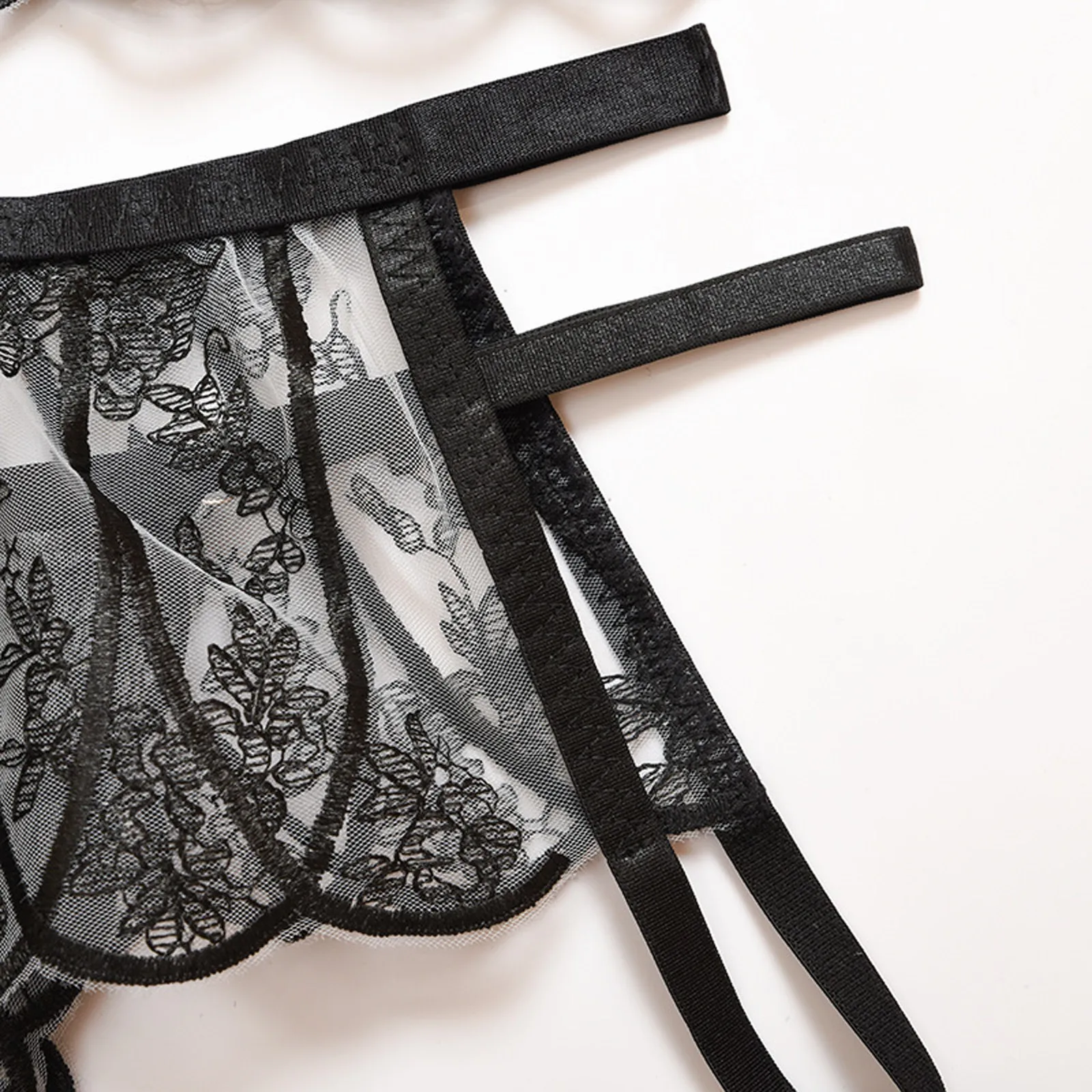 S 3XL 3 шт. Для женщин вышивка кружева бантом бюстгальтер стринги с подвязками