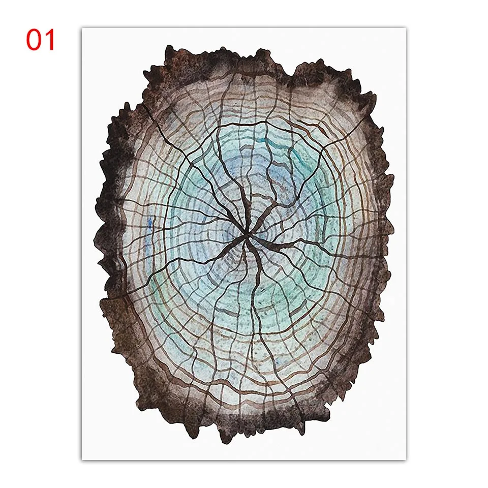 

Wall Art Print Canvas Home Decoration Painting Abstract Tree Blue Rings Pictures Nordic Style Modular Poster For Living Room